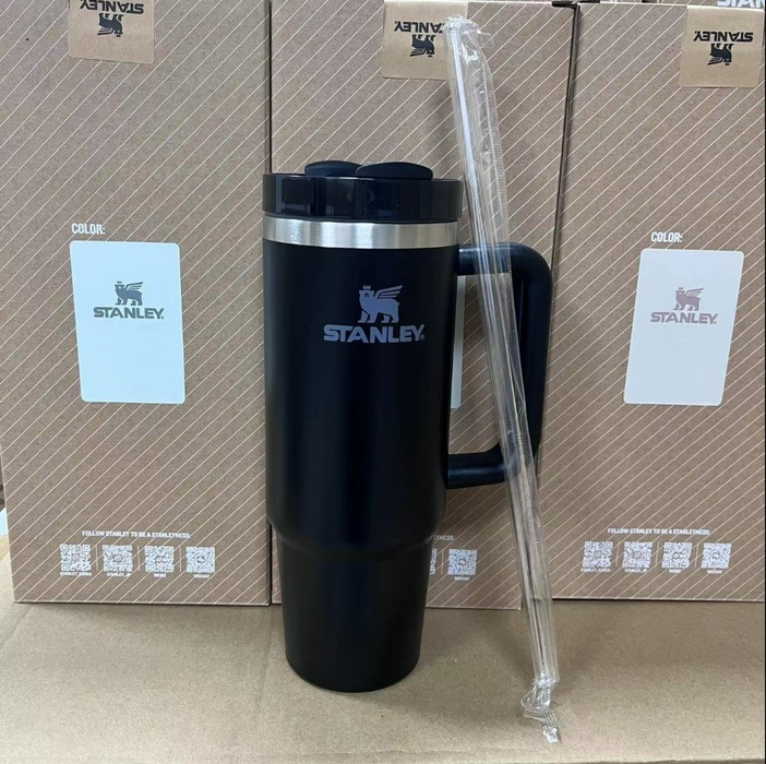 Stanley Tumbler with Handle Straw Lid Stainless Steel 30oz Vacuum Insulated - White