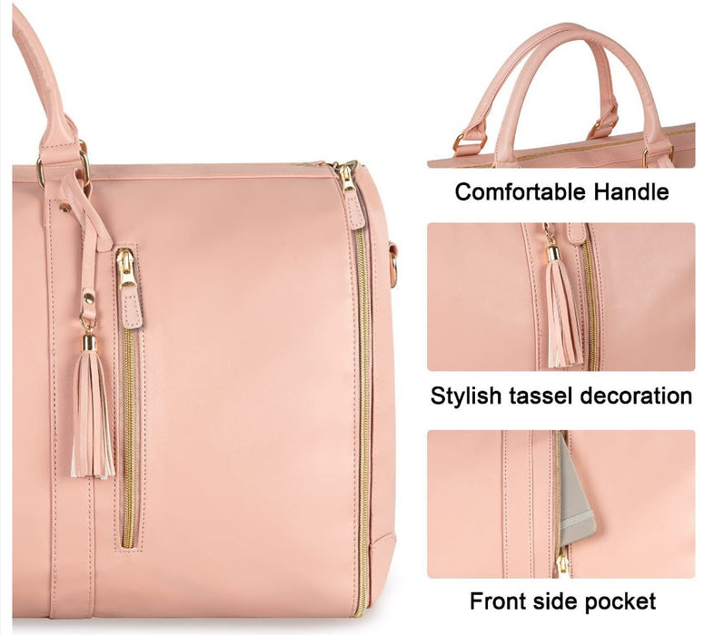 Large folding suit bag, large capacity, handheld clothing, luggage bag - Black/Brown_4