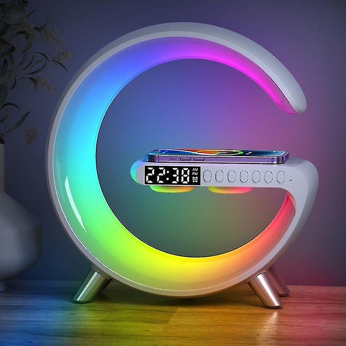 New Intelligent Bluetooth Speaker Projection Lamp Wireless Rechargeable Bedside Light - white