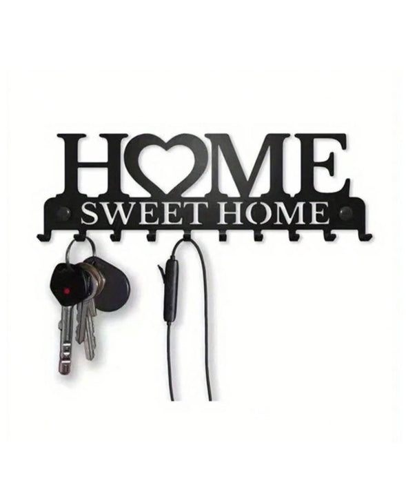 Home Key Rack Hanger- 10 Hooks- Black