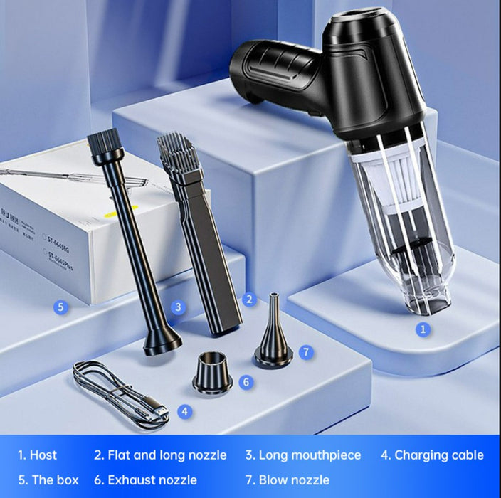 Car Mounted Mini Wireless Vacuum Cleaner for Both Dry And Wet Use, High-Power Portable High Suction - Black_0