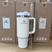 Stanley Tumbler with Handle Straw Lid Stainless Steel 30oz Vacuum Insulated - White_0