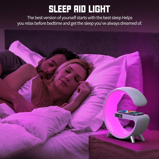 New Intelligent Bluetooth Speaker Projection Lamp Wireless Rechargeable Bedside Light - white_1