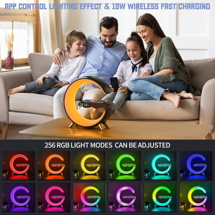 New Intelligent Bluetooth Speaker Projection Lamp Wireless Rechargeable Bedside Light - white_3